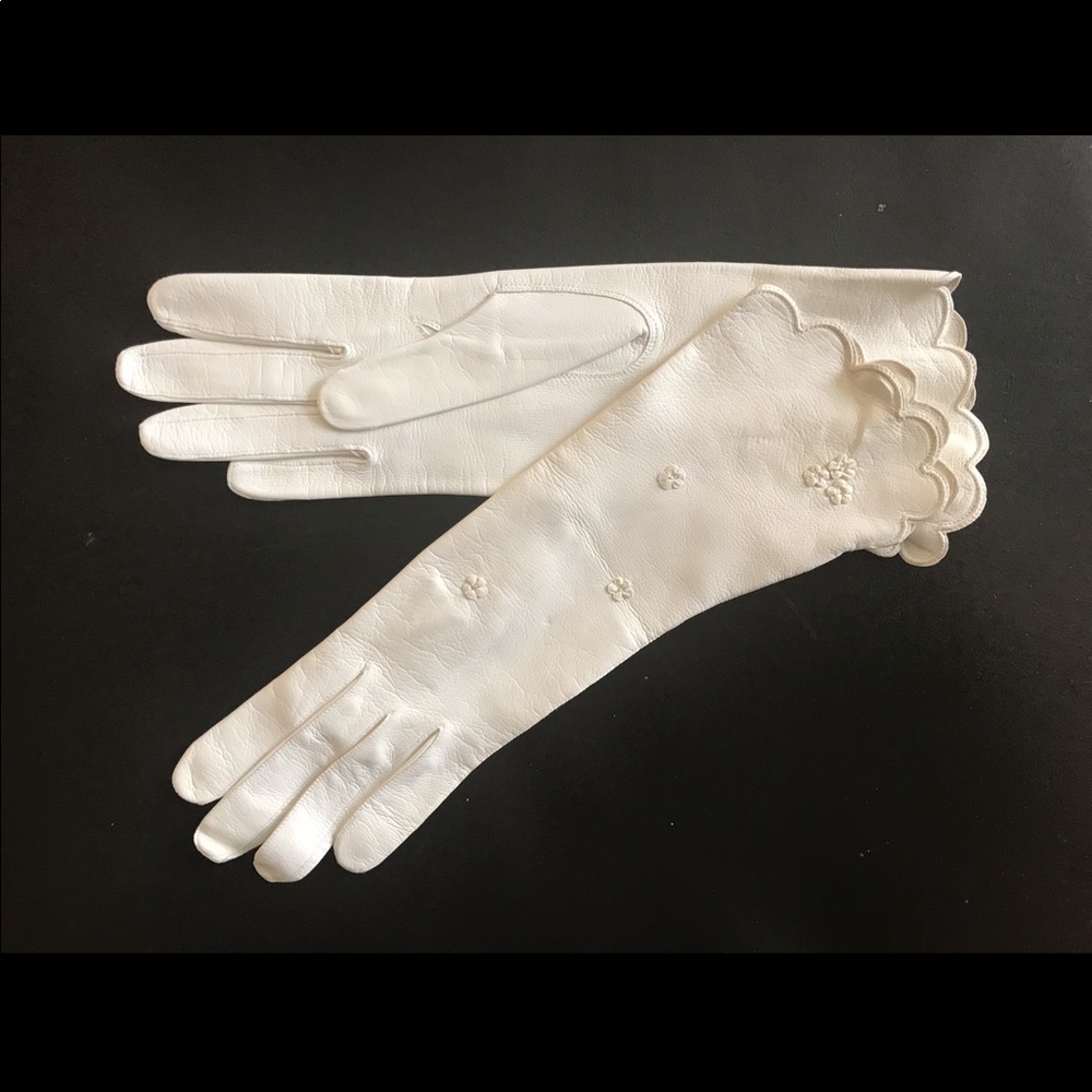 Kidskin West Germany White Leather Vintage Gloves
